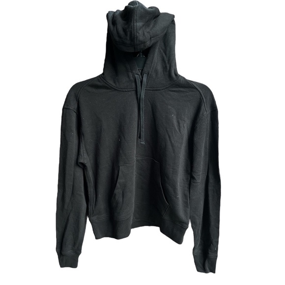 Everlane The Lightweight French Terry Crop Hoodie Sweatshirt Black XSmall Medium - Picture 1 of 8